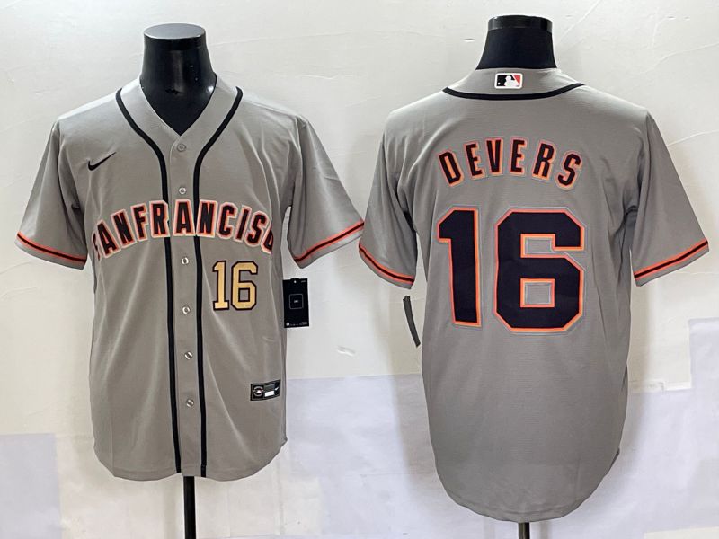 Men 2025 San Francisco Giants #16 Devers Grey Game Nike MLB Jersey style 11